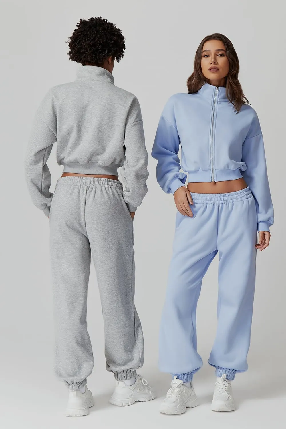 QINSEN Womens 2 Piece Oufits Full Zip Jacket Long Sleeve Sweatsuits Fleece Lounge Tracksuit with Joggers