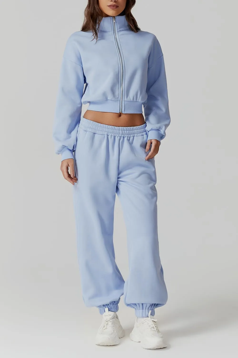 QINSEN Womens 2 Piece Oufits Full Zip Jacket Long Sleeve Sweatsuits Fleece Lounge Tracksuit with Joggers