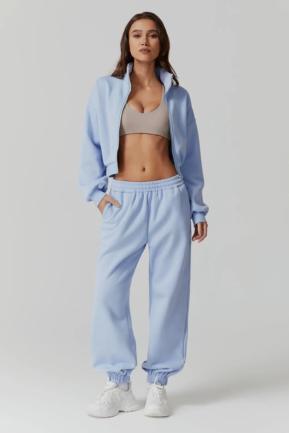 QINSEN Womens 2 Piece Oufits Full Zip Jacket Long Sleeve Sweatsuits Fleece Lounge Tracksuit with Joggers