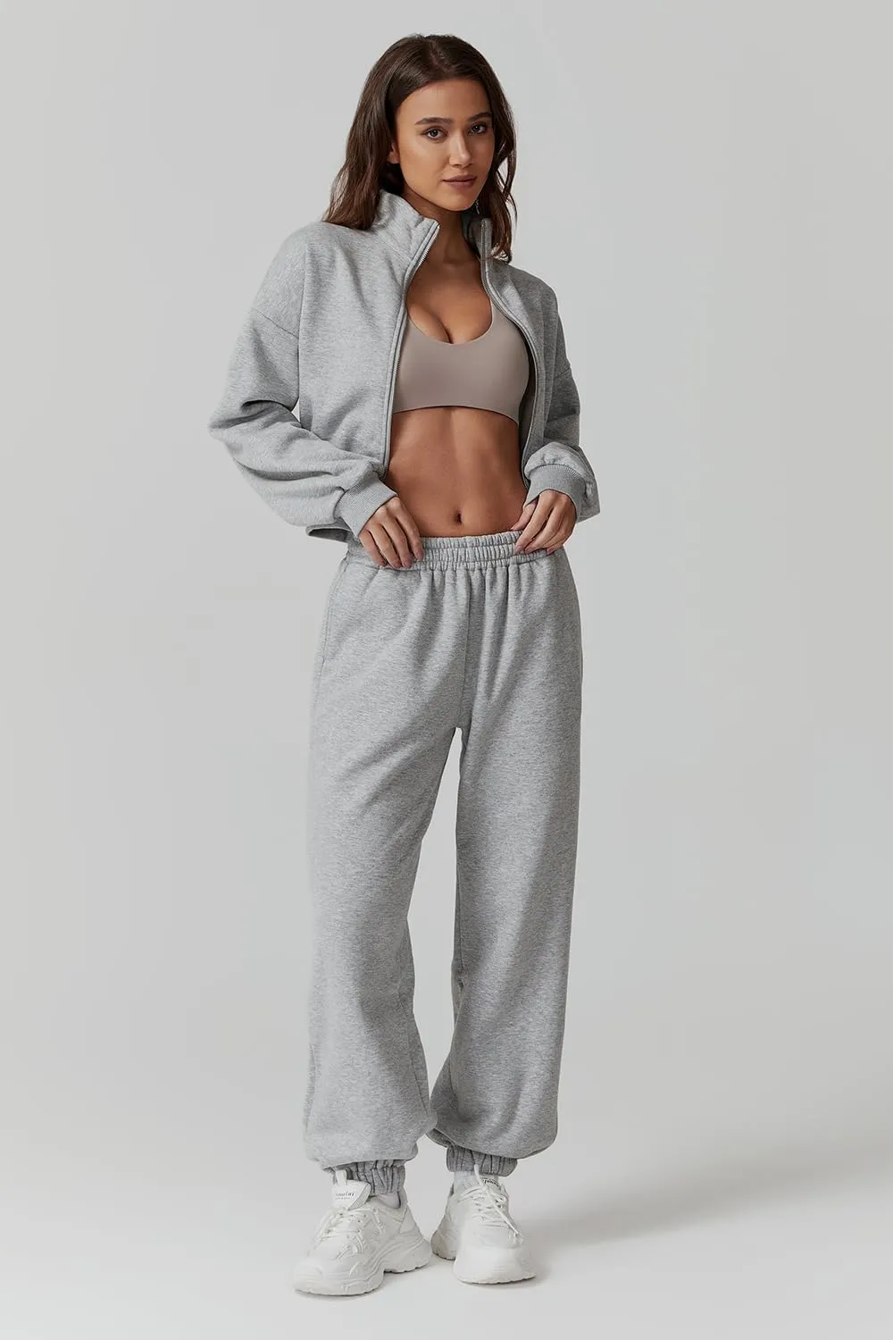 QINSEN Womens 2 Piece Oufits Full Zip Jacket Long Sleeve Sweatsuits Fleece Lounge Tracksuit with Joggers