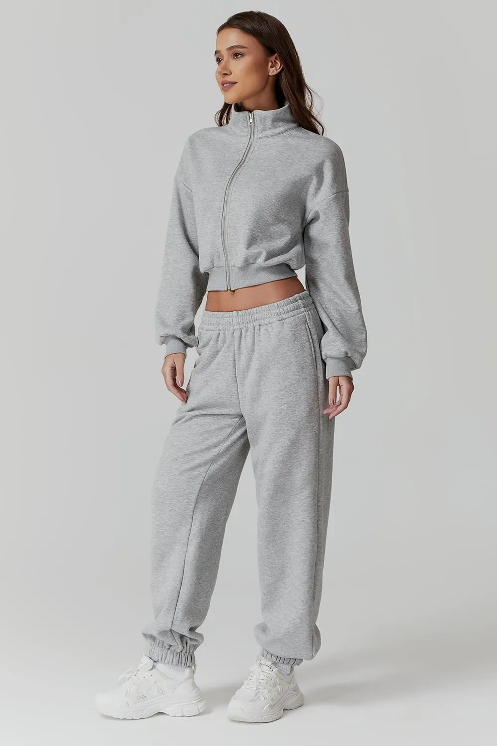 QINSEN Womens 2 Piece Oufits Full Zip Jacket Long Sleeve Sweatsuits Fleece Lounge Tracksuit with Joggers