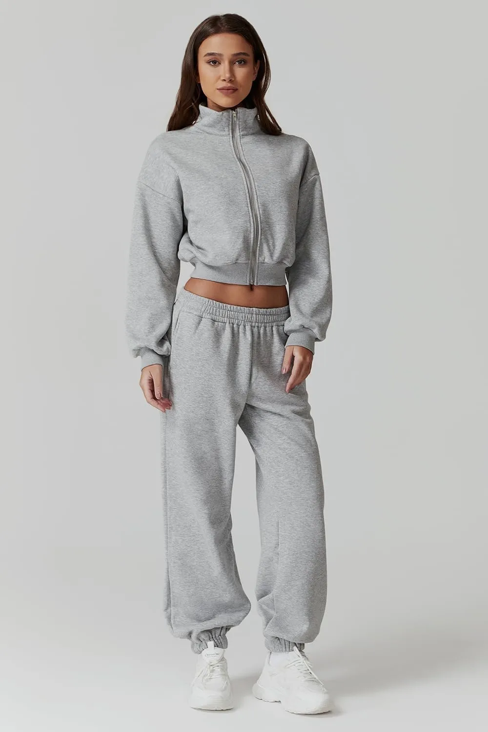 QINSEN Womens 2 Piece Oufits Full Zip Jacket Long Sleeve Sweatsuits Fleece Lounge Tracksuit with Joggers