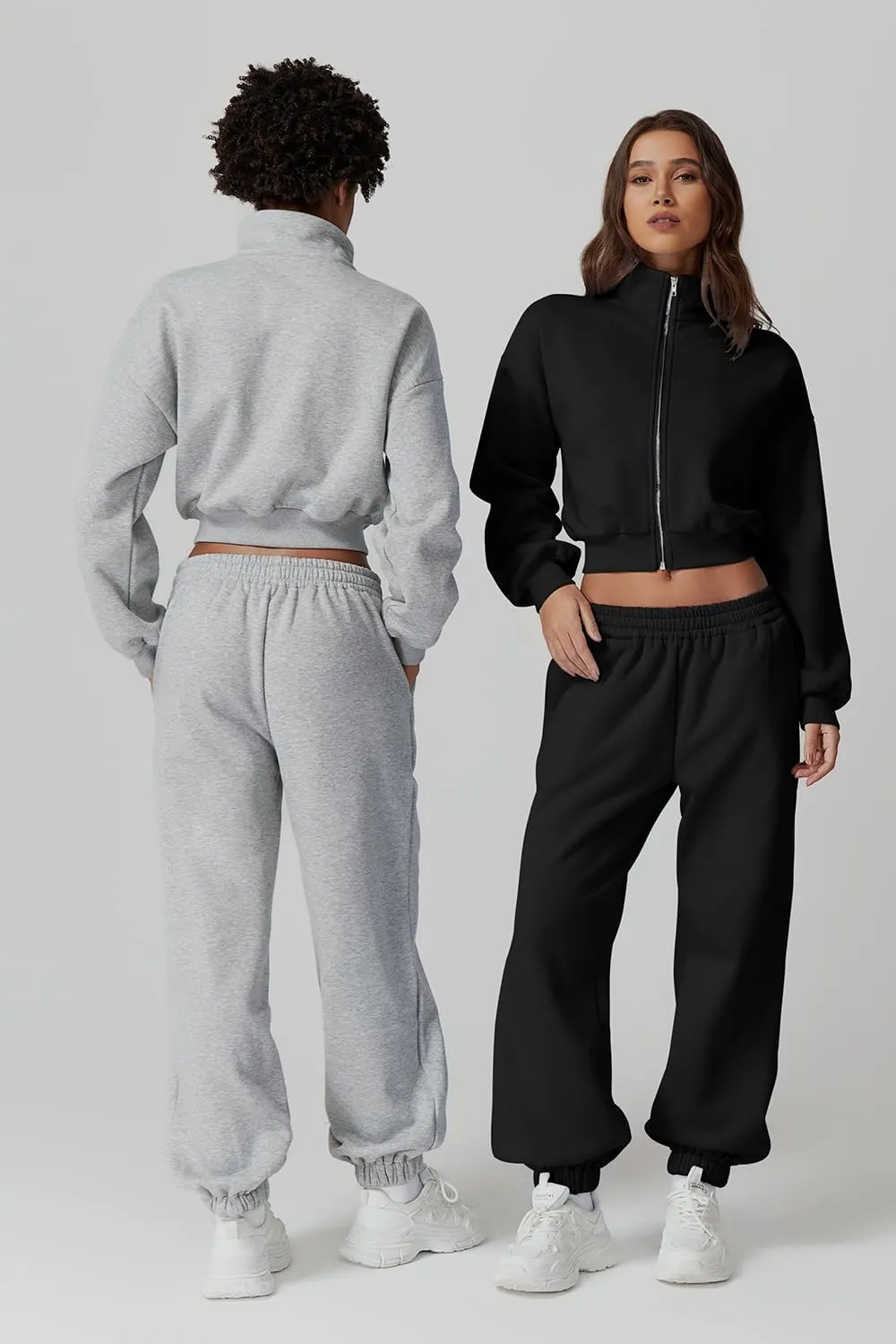 QINSEN Womens 2 Piece Oufits Full Zip Jacket Long Sleeve Sweatsuits Fleece Lounge Tracksuit with Joggers