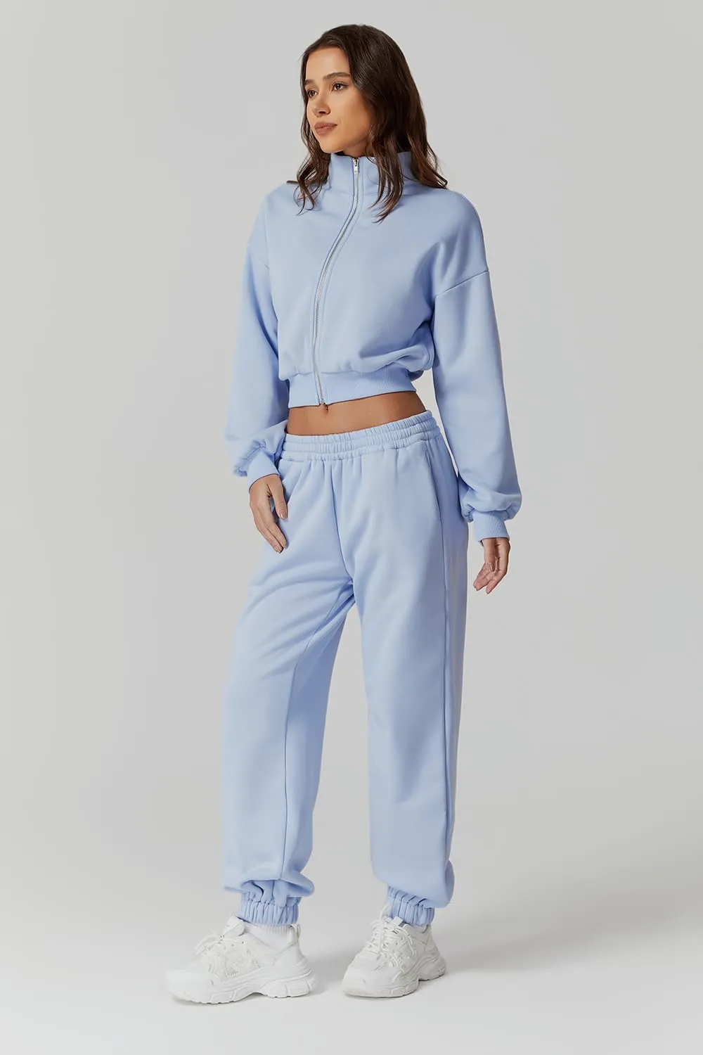 QINSEN Womens 2 Piece Oufits Full Zip Jacket Long Sleeve Sweatsuits Fleece Lounge Tracksuit with Joggers