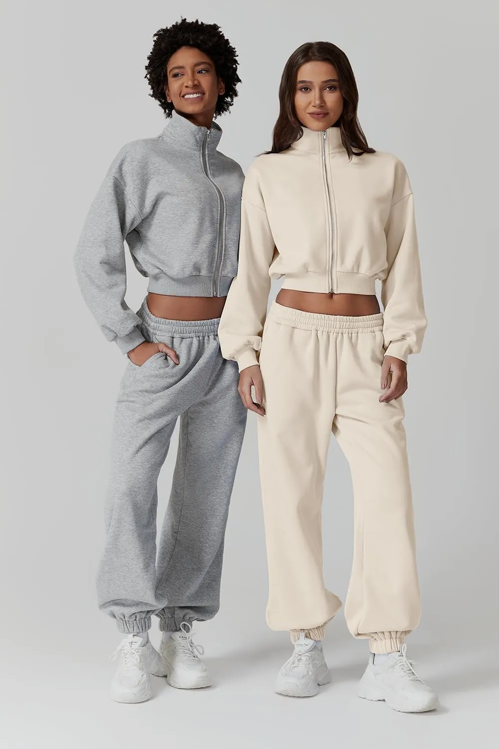 QINSEN Womens 2 Piece Oufits Full Zip Jacket Long Sleeve Sweatsuits Fleece Lounge Tracksuit with Joggers