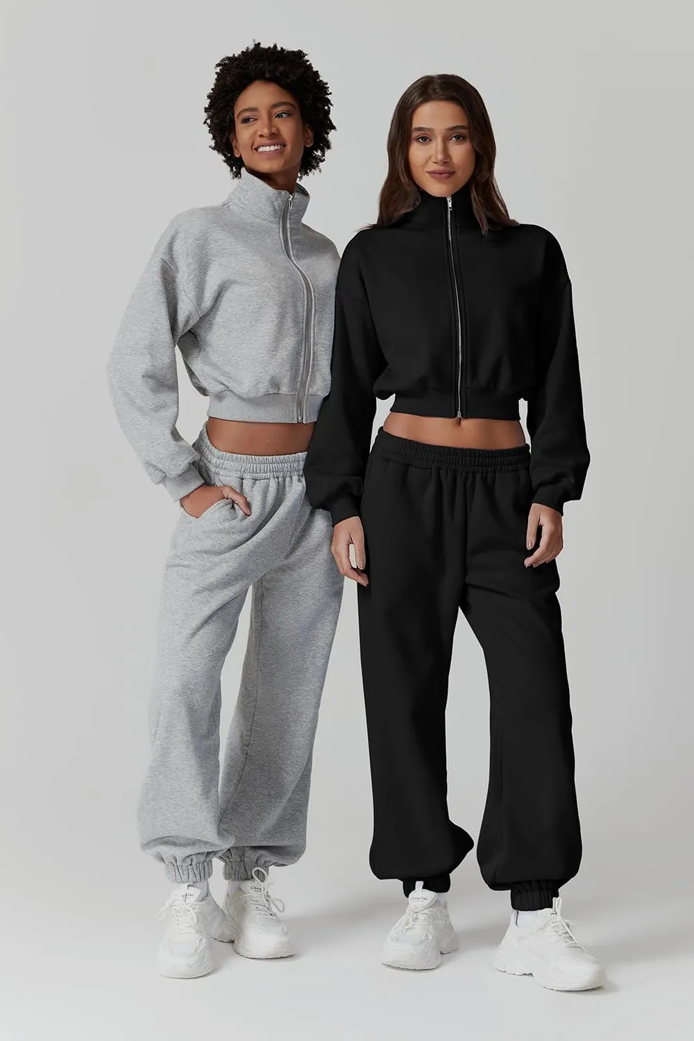 QINSEN Womens 2 Piece Oufits Full Zip Jacket Long Sleeve Sweatsuits Fleece Lounge Tracksuit with Joggers