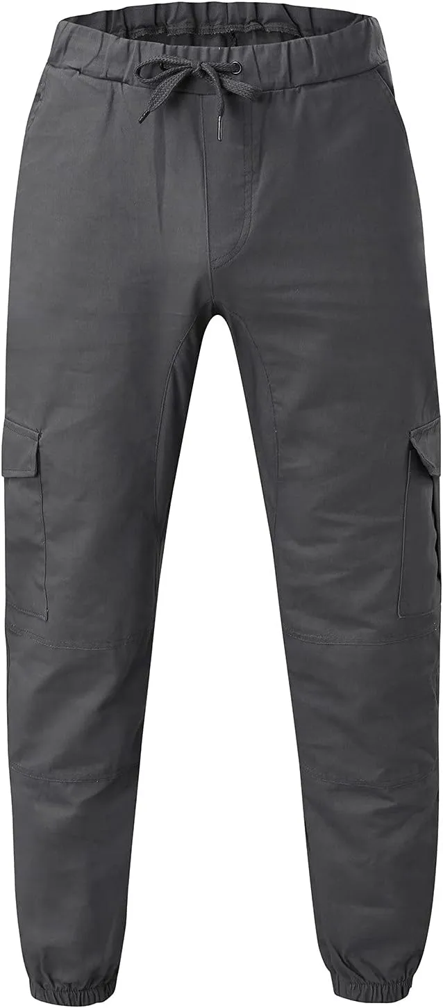 QWENTMTNTY Mens Fashion Joggers Slim Fit Casual Sports Cotton Cargo Pants Stretch Waist Workout Gym Sweatpants Trousers
