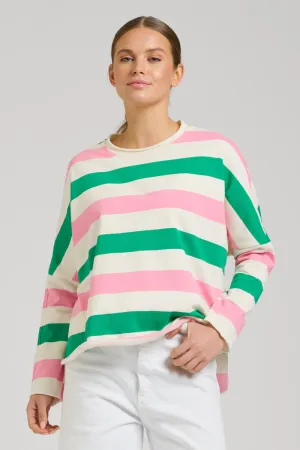 Raw Long Sleeve Sweatshirt - Pink & Green Stripe
