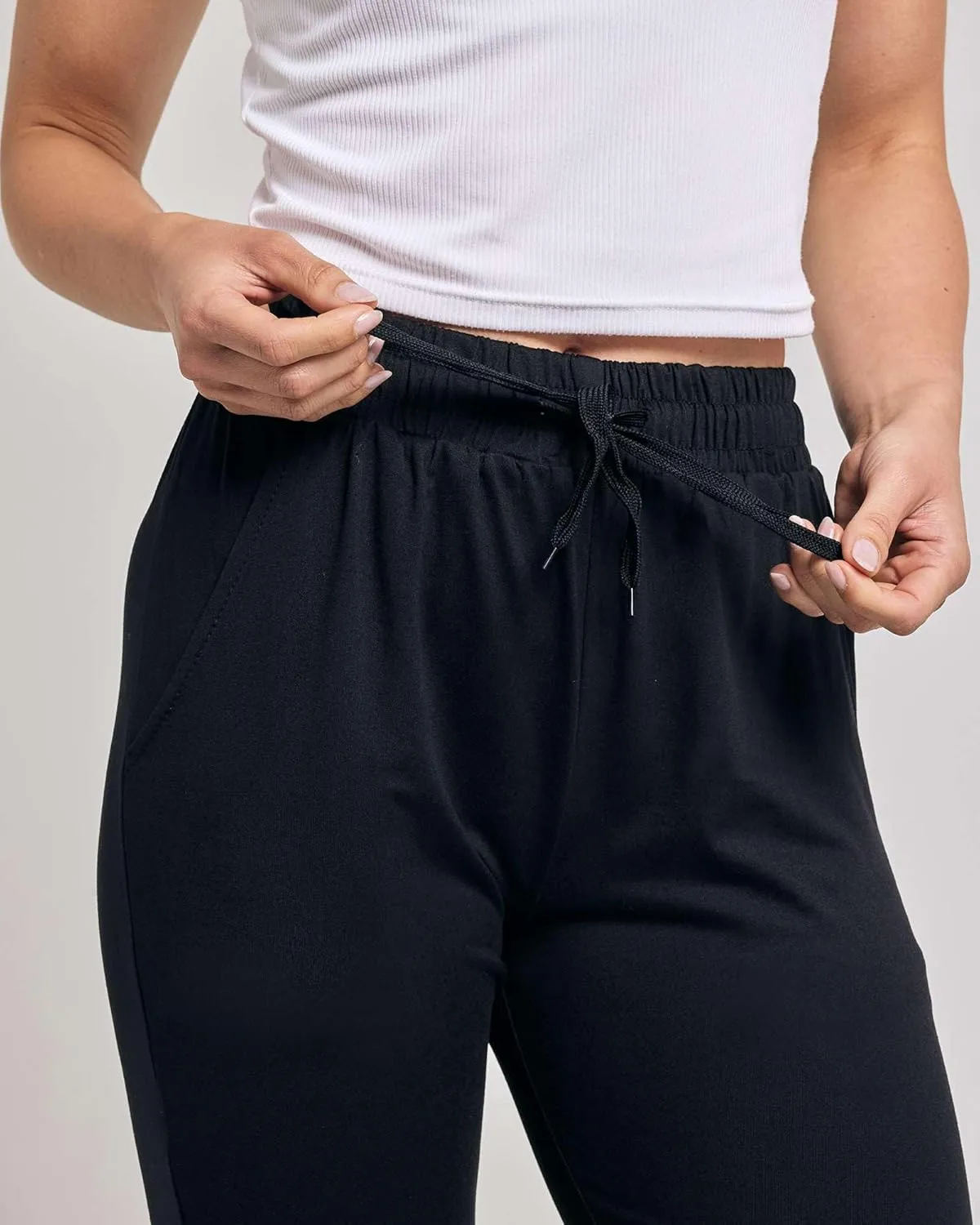 Real Essentials 3-Pack: Women's Ultra Soft Lounge Capri Joggers Sweatpants Athletic Yoga with Pockets(Available in Plus Size)