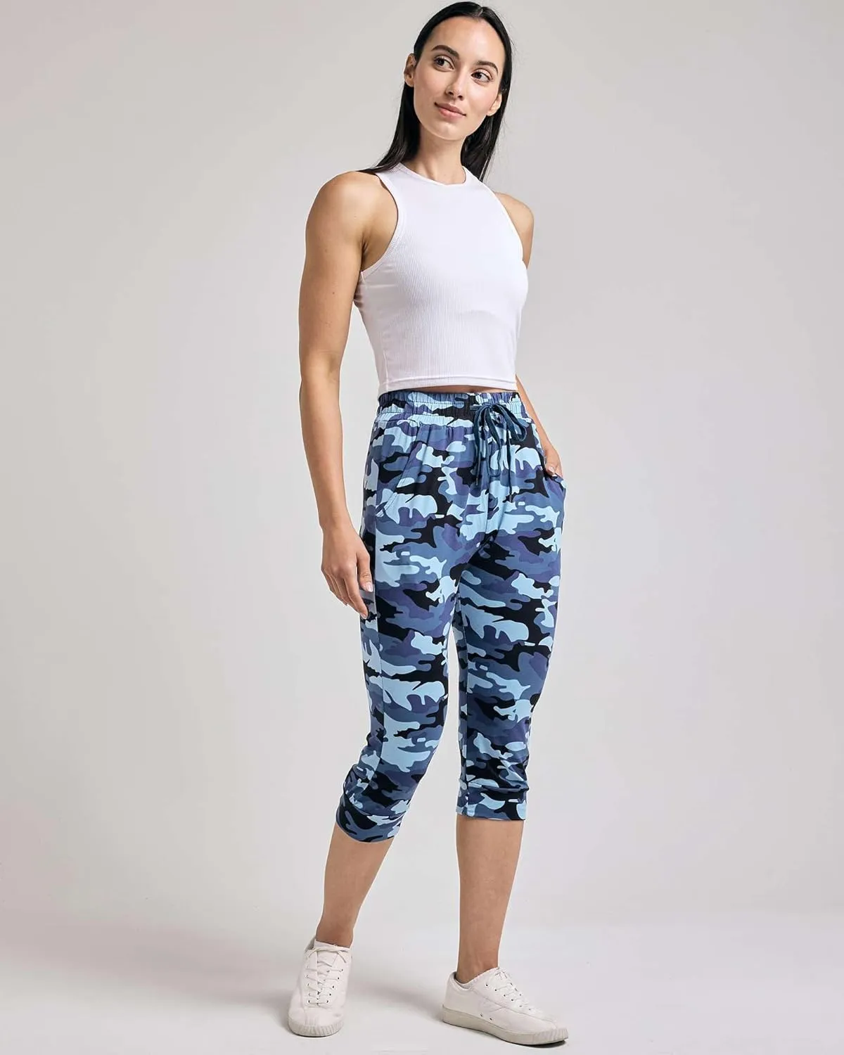 Real Essentials 3-Pack: Women's Ultra Soft Lounge Capri Joggers Sweatpants Athletic Yoga with Pockets(Available in Plus Size)