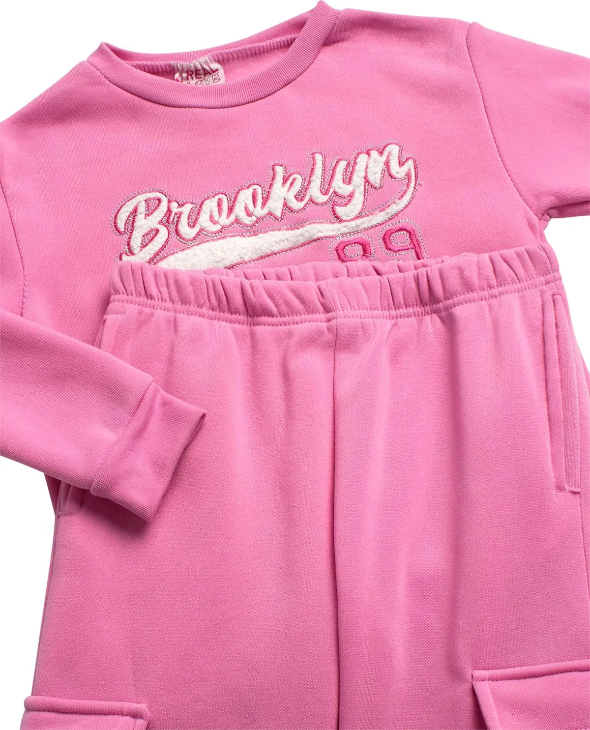 Real Love Girl's Sweatsuit - 2 Piece Cozy Fleece Jogset for Girls - Pull Over Crew Neck Sweatshirt and Sweatpants Set (7-12)