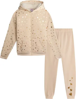 Real Love Girls' Sweatsuit Set - 2 Piece Sweatshirt with Sherpa Fleece Lined Hood and Jogger Sweatpants (7-16)