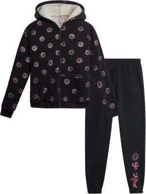 Real Love Girls' Sweatsuit Set - 2 Piece Sweatshirt with Sherpa Fleece Lined Hood and Jogger Sweatpants (7-16)