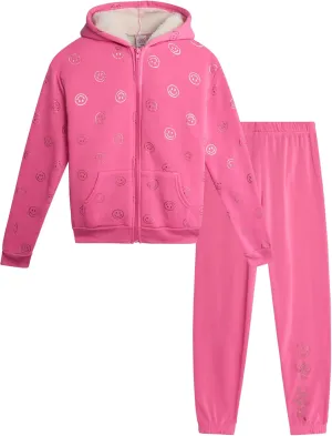 Real Love Girls' Sweatsuit Set - 2 Piece Sweatshirt with Sherpa Fleece Lined Hood and Jogger Sweatpants (7-16)