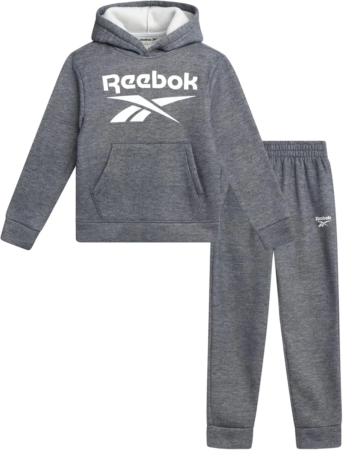 Reebok Toddler Boys' Sweatsuit Set - 2 Piece Active Fleece Hoodie Sweatshirt and Jogger Sweatpants Set for Boys (Sizes: 2T-7)