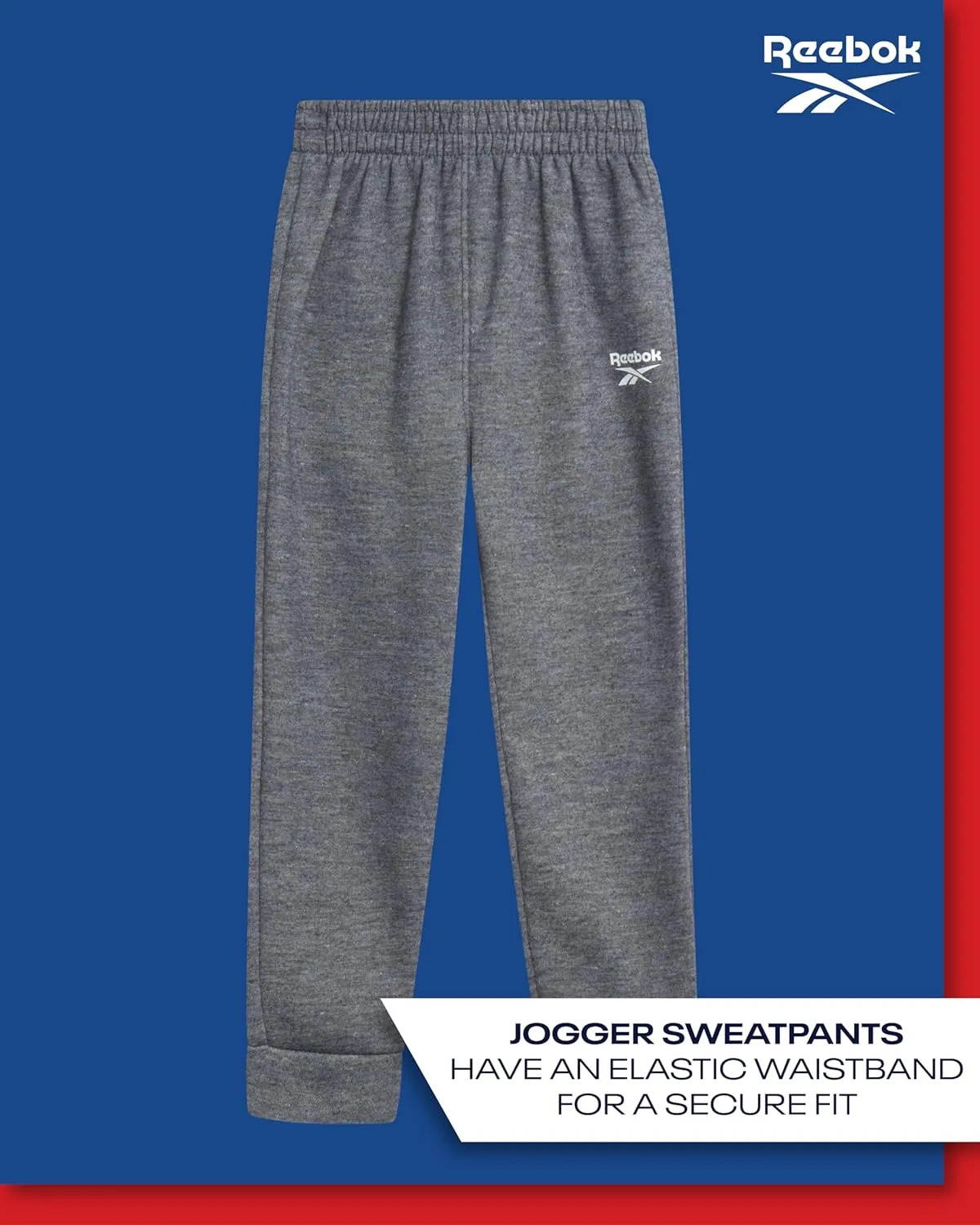 Reebok Toddler Boys' Sweatsuit Set - 2 Piece Active Fleece Hoodie Sweatshirt and Jogger Sweatpants Set for Boys (Sizes: 2T-7)