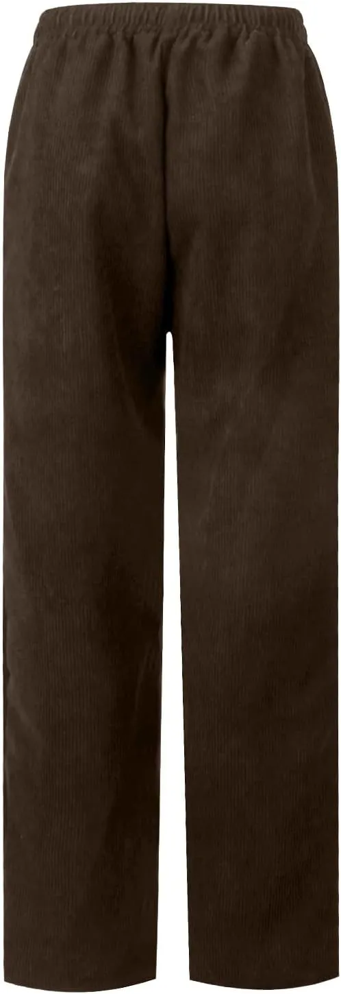 SERYU Corduroy Pants for Women Casual Drawstring Elastic High Waist Straight Leg Pants Loose Comfy Trousers with Pockets