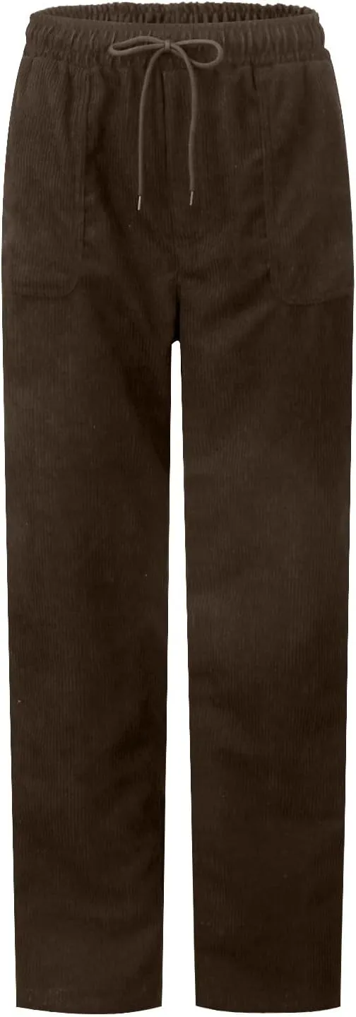 SERYU Corduroy Pants for Women Casual Drawstring Elastic High Waist Straight Leg Pants Loose Comfy Trousers with Pockets