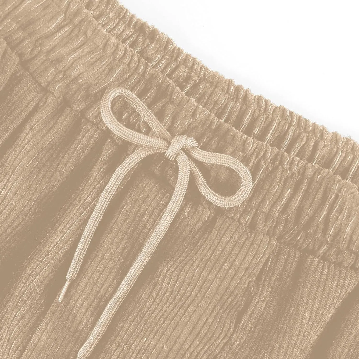 SERYU Corduroy Pants for Women Casual Drawstring Elastic High Waist Straight Leg Pants Loose Comfy Trousers with Pockets