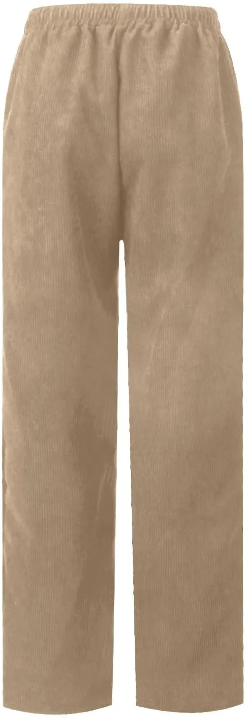 SERYU Corduroy Pants for Women Casual Drawstring Elastic High Waist Straight Leg Pants Loose Comfy Trousers with Pockets