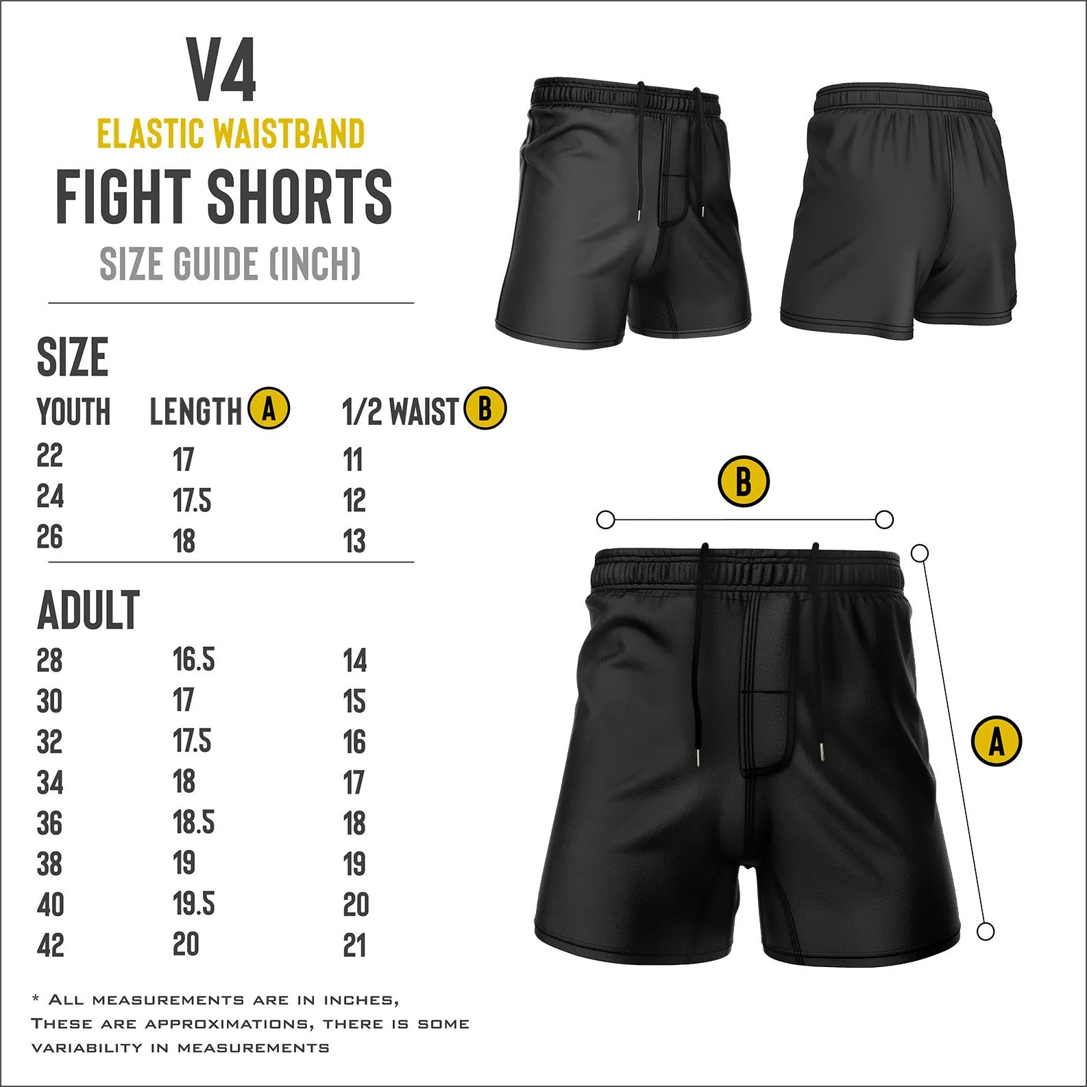 Shorts - Black - Elastic Waist