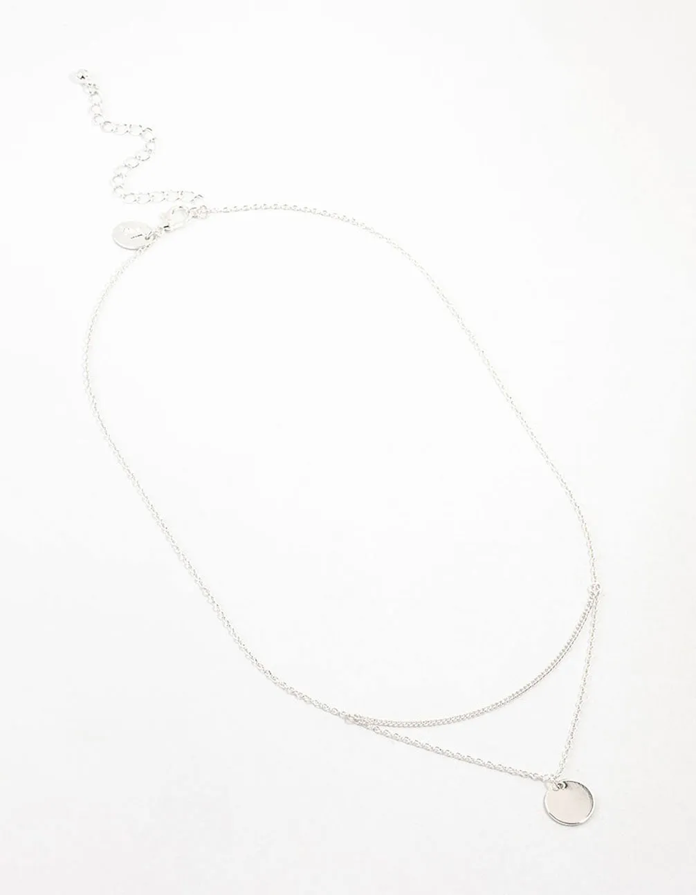 Silver Double Layered Disc Necklace