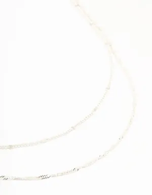 Silver Rope Layered Chain Necklace