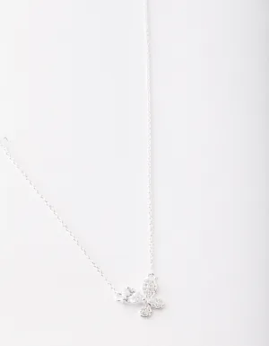 Sterling Silver Cubic Zirconia Pave Butterfly Necklace