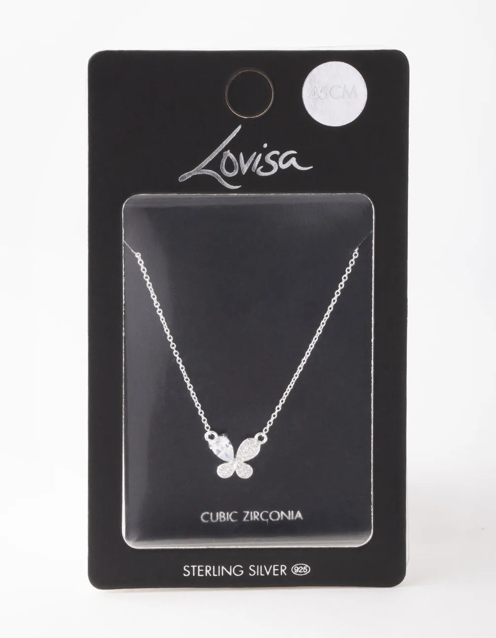 Sterling Silver Cubic Zirconia Pave Butterfly Necklace