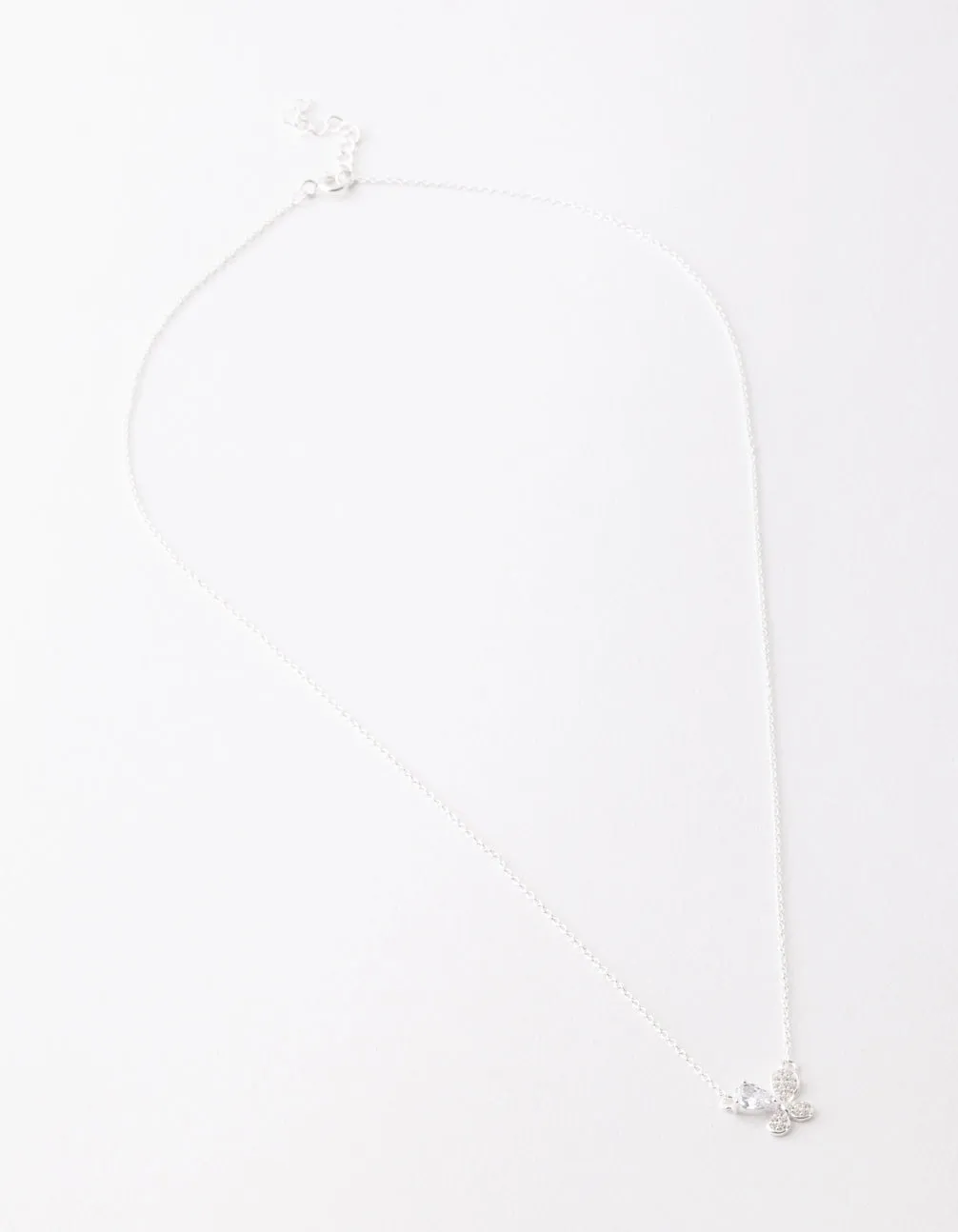 Sterling Silver Cubic Zirconia Pave Butterfly Necklace