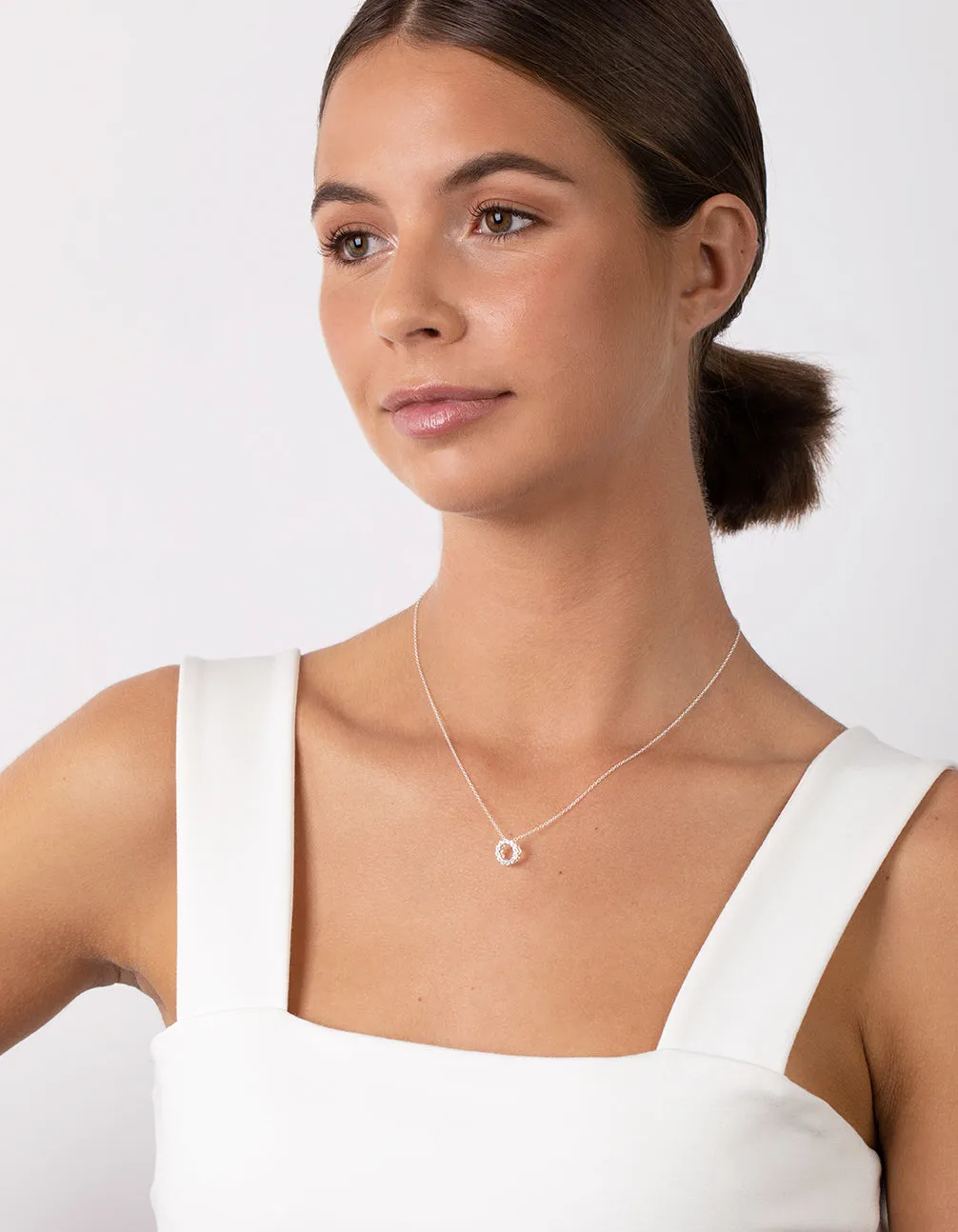 Sterling Silver Cubic Zirconia Wreath Necklace