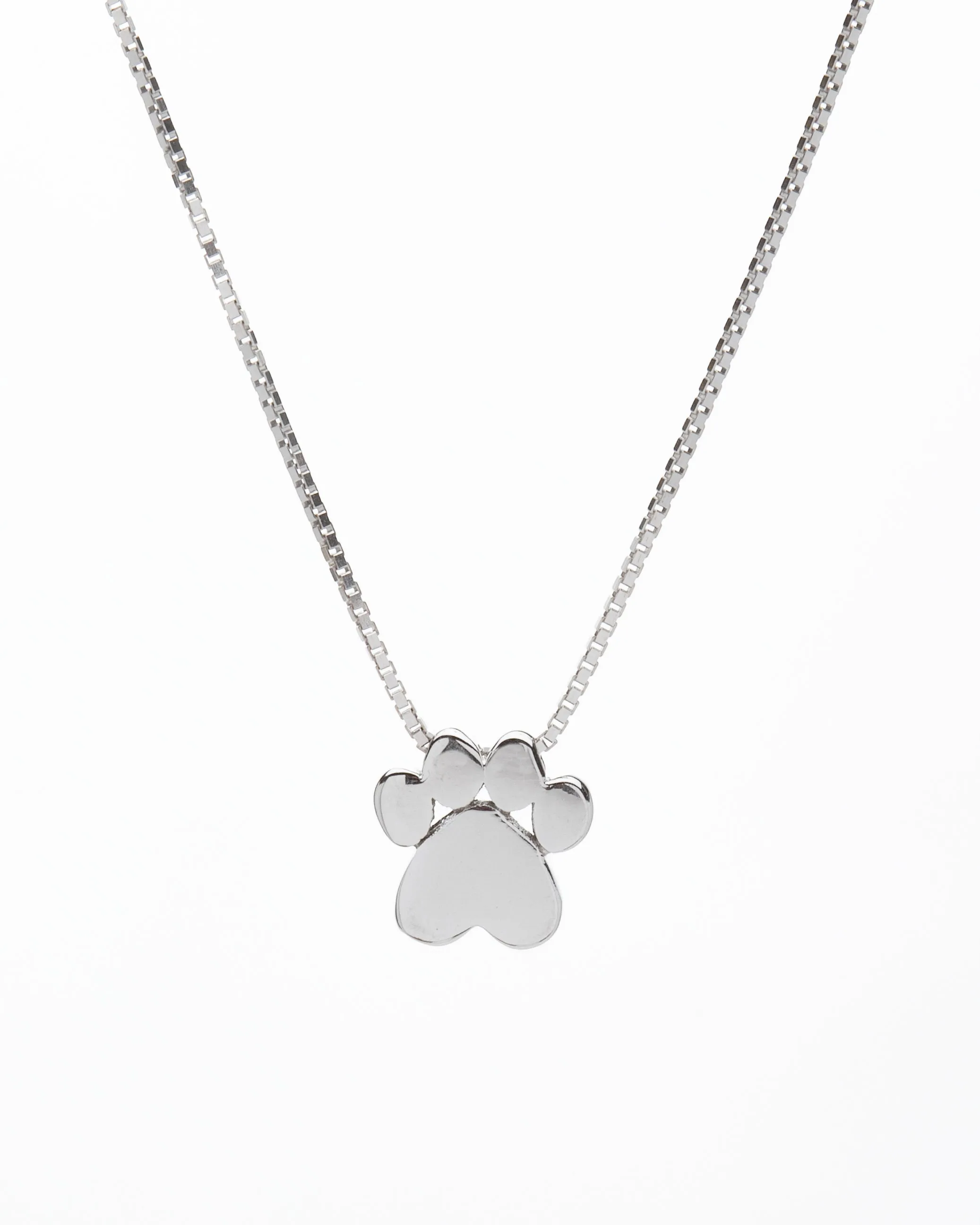 Sterling Silver Paw Print Pendant Necklace