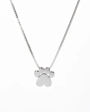 Sterling Silver Paw Print Pendant Necklace