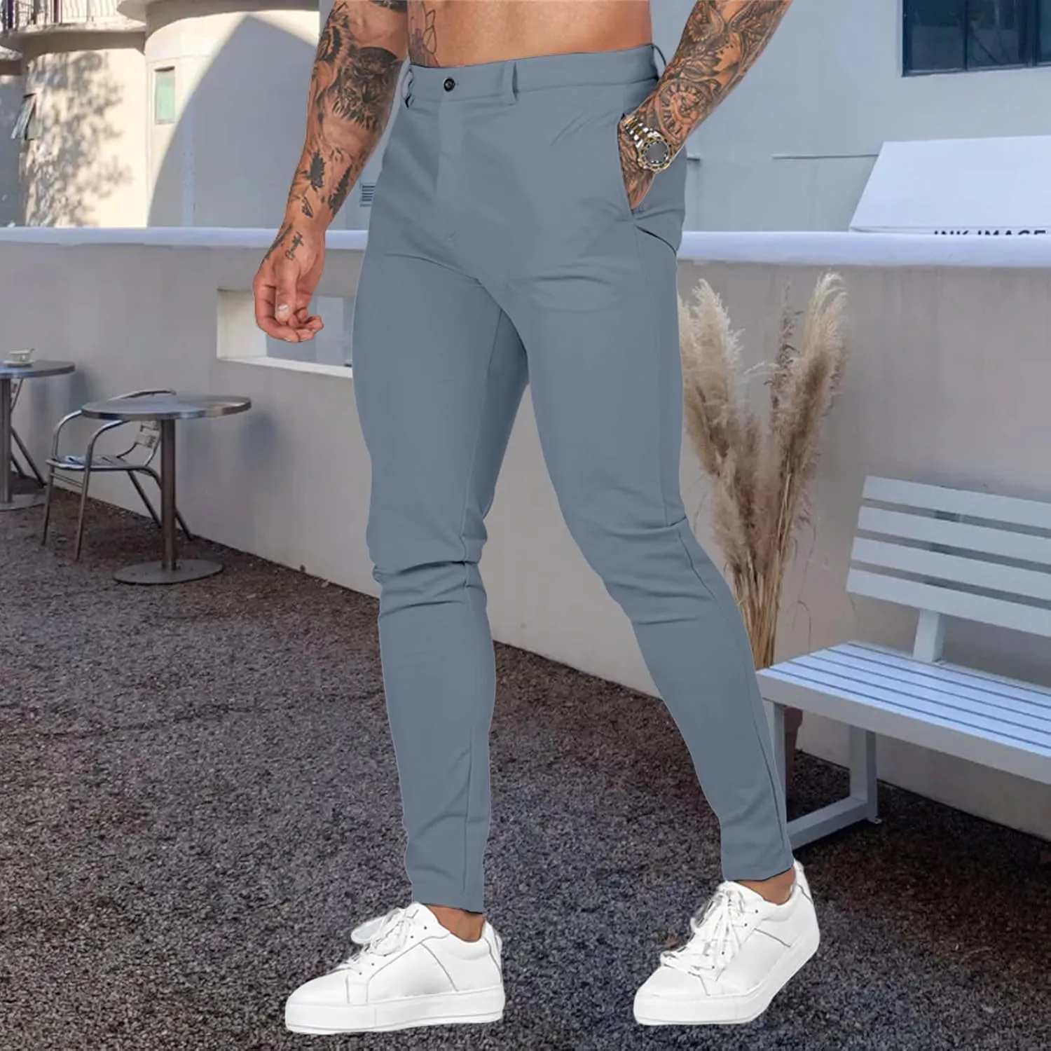 Stretch Dress Pants for Men Slim Fit Fashion Flat Front Slacks Casual 2025 Summer Outdoors Sports Tapered Pants