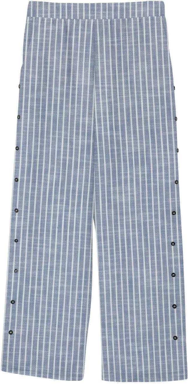 Striped Linen Pants for Women Elastic Waist Capris Petite Beachwear Lightweight Summer Beach Trousers with Pockets
