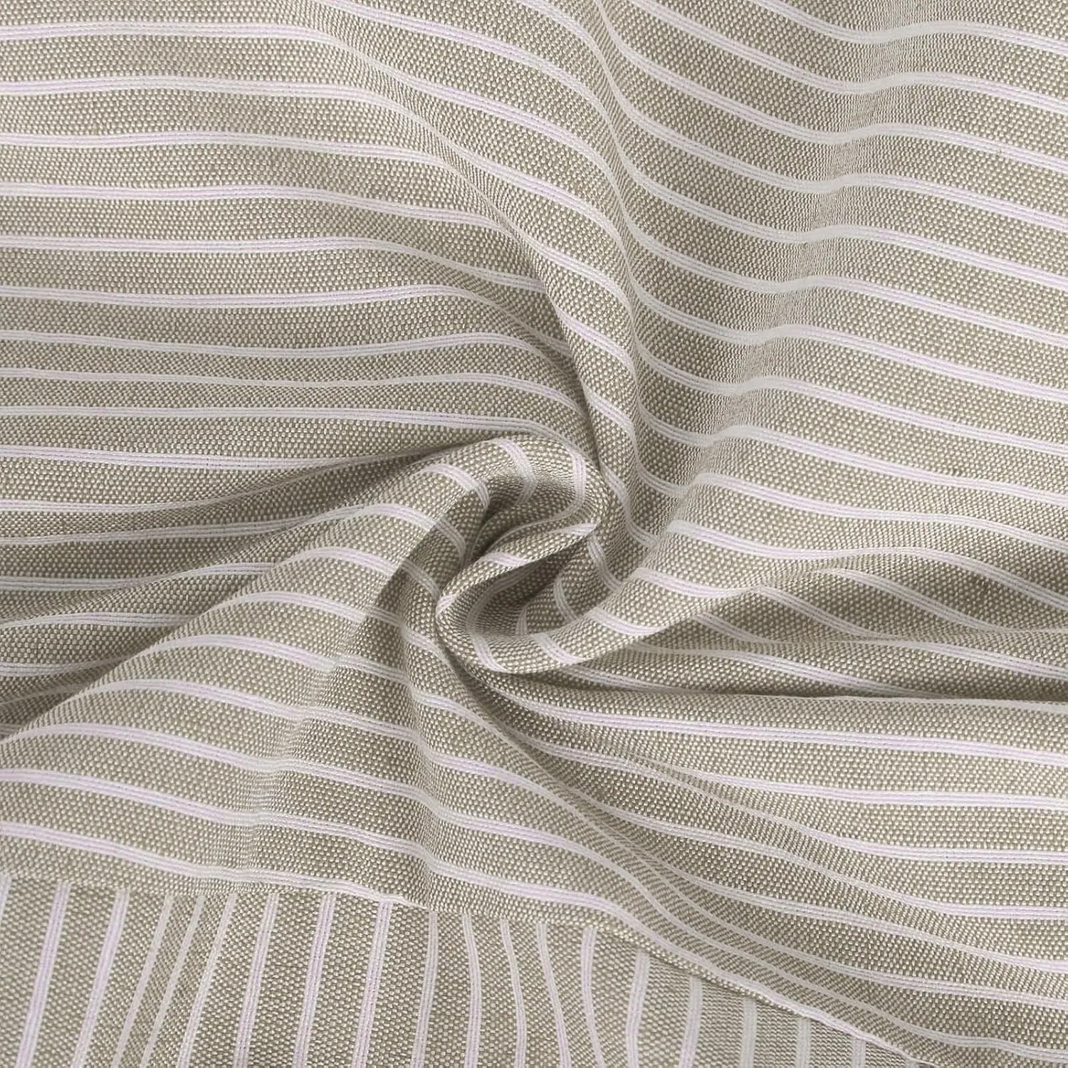 Striped Linen Pants Womens Cropped Side Bottom Trim Elastic Waist Capris Lightweight Summer Beach Trousers with Pocket