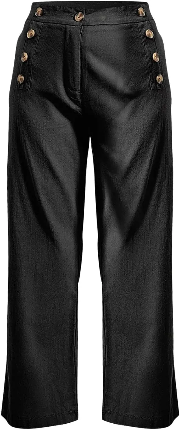 Sweats for Women Long Drawstring Casual Linen Elastic Women Leg Solid Cotton Pants Sports Athletic Lounge Pants with
