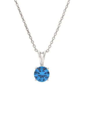 Swiss Blue Solitaire Pendant With Chain