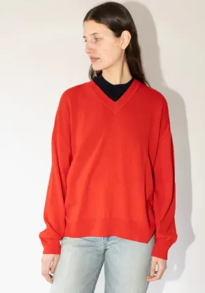 Tahra V Neck Sweater in Poppy Red