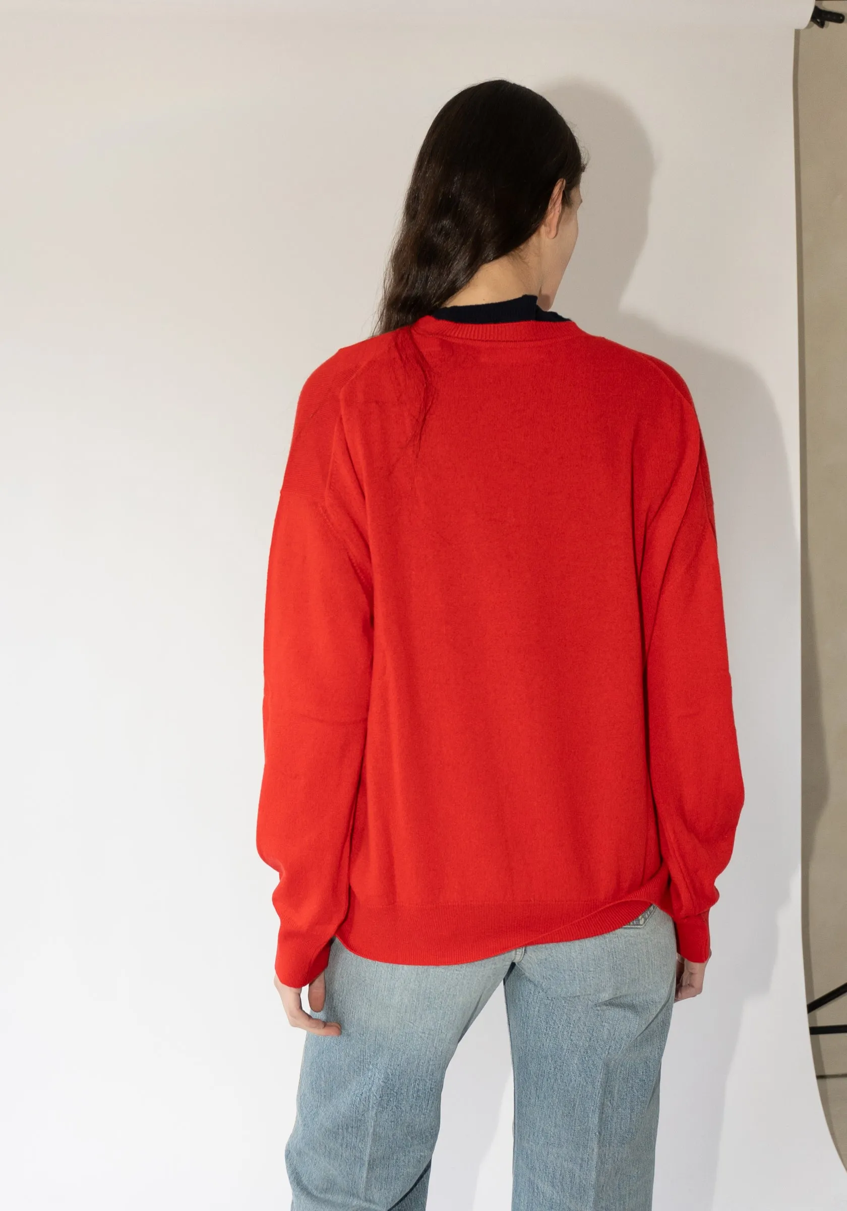 Tahra V Neck Sweater in Poppy Red