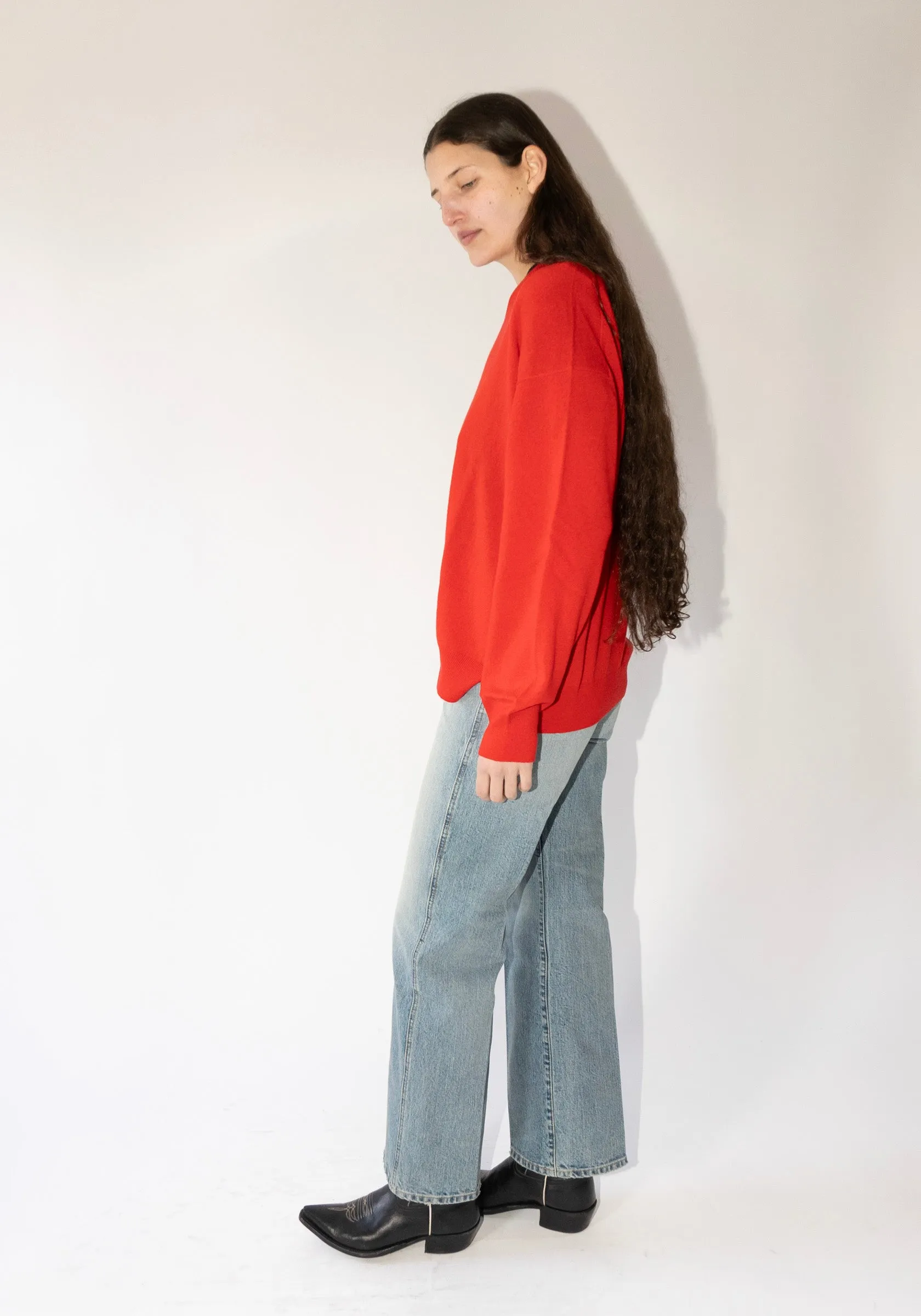 Tahra V Neck Sweater in Poppy Red
