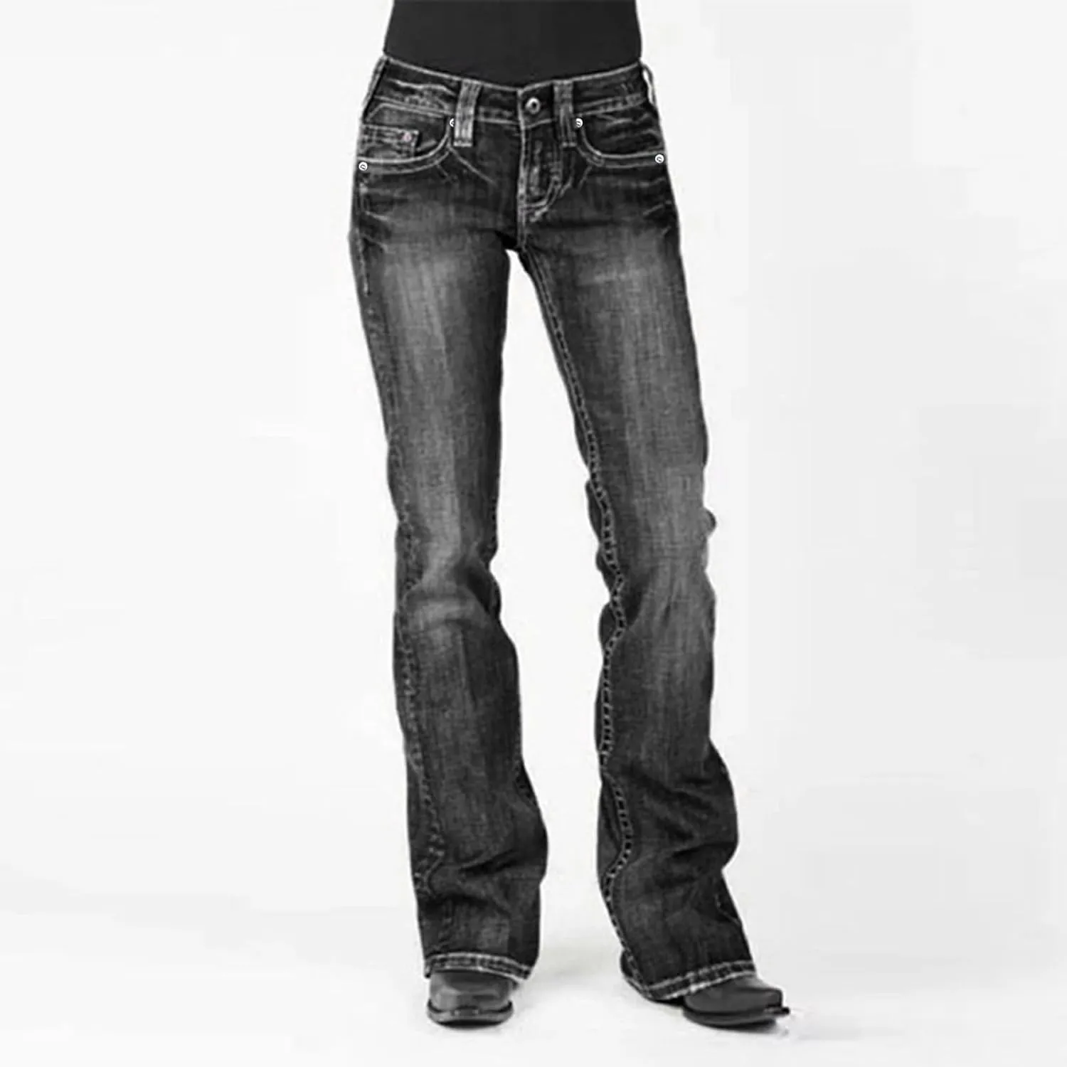 TANGNADE Bell Bottoms Flare Jeans for Women Mid High Waist Wide Leg Low Rise Denim Pants Trendy Trouser Jeans