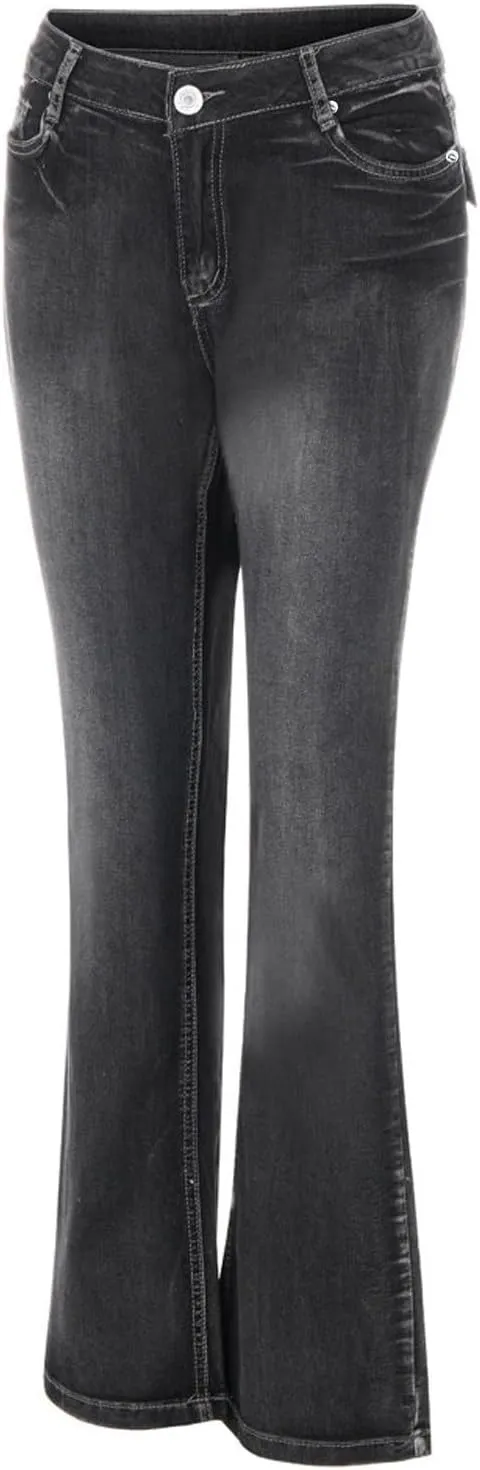 TANGNADE Bell Bottoms Flare Jeans for Women Mid High Waist Wide Leg Low Rise Denim Pants Trendy Trouser Jeans