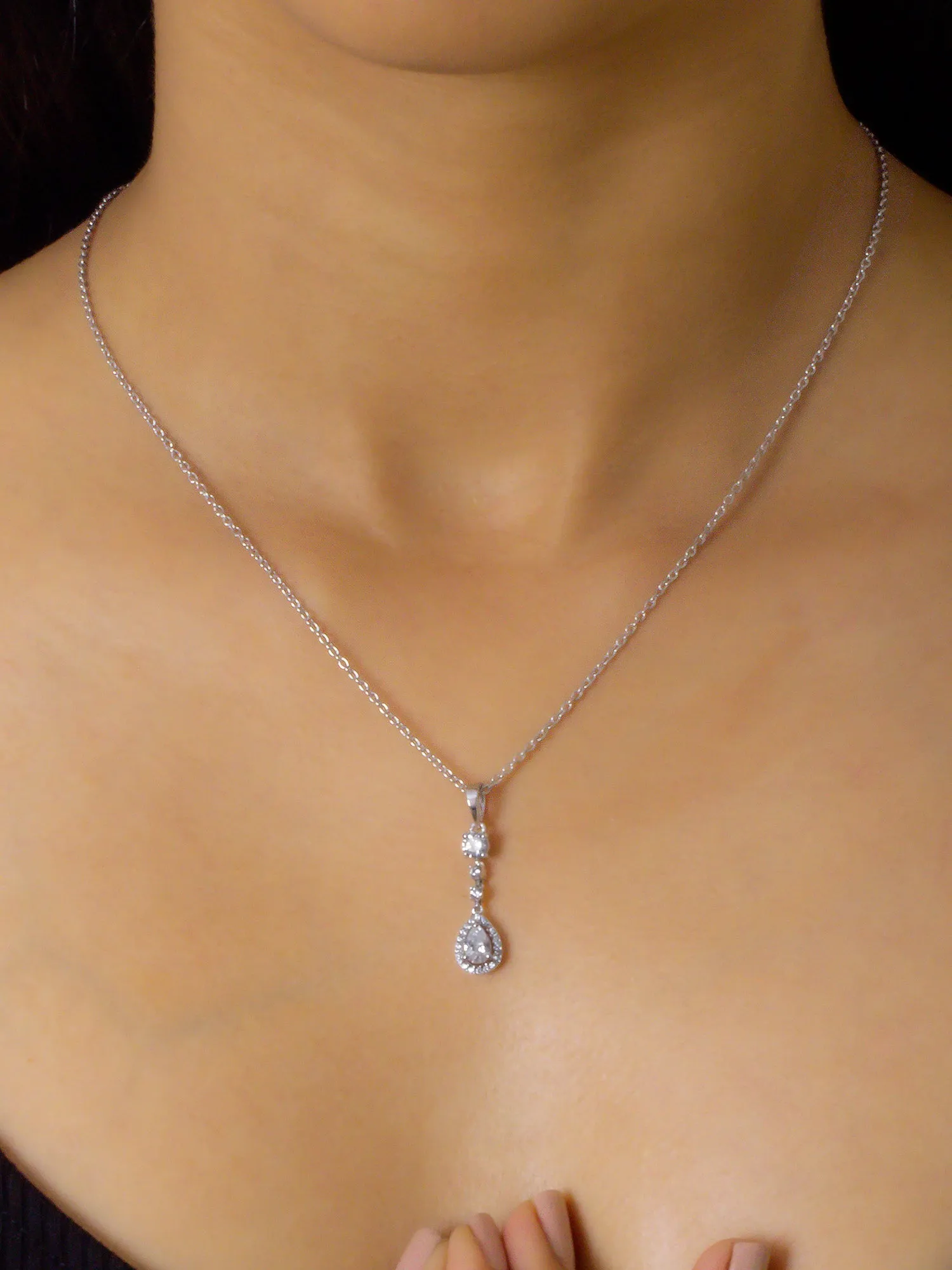 Teardrop 0.50 Carat Solitaire Pendant Necklace With Chain For Women