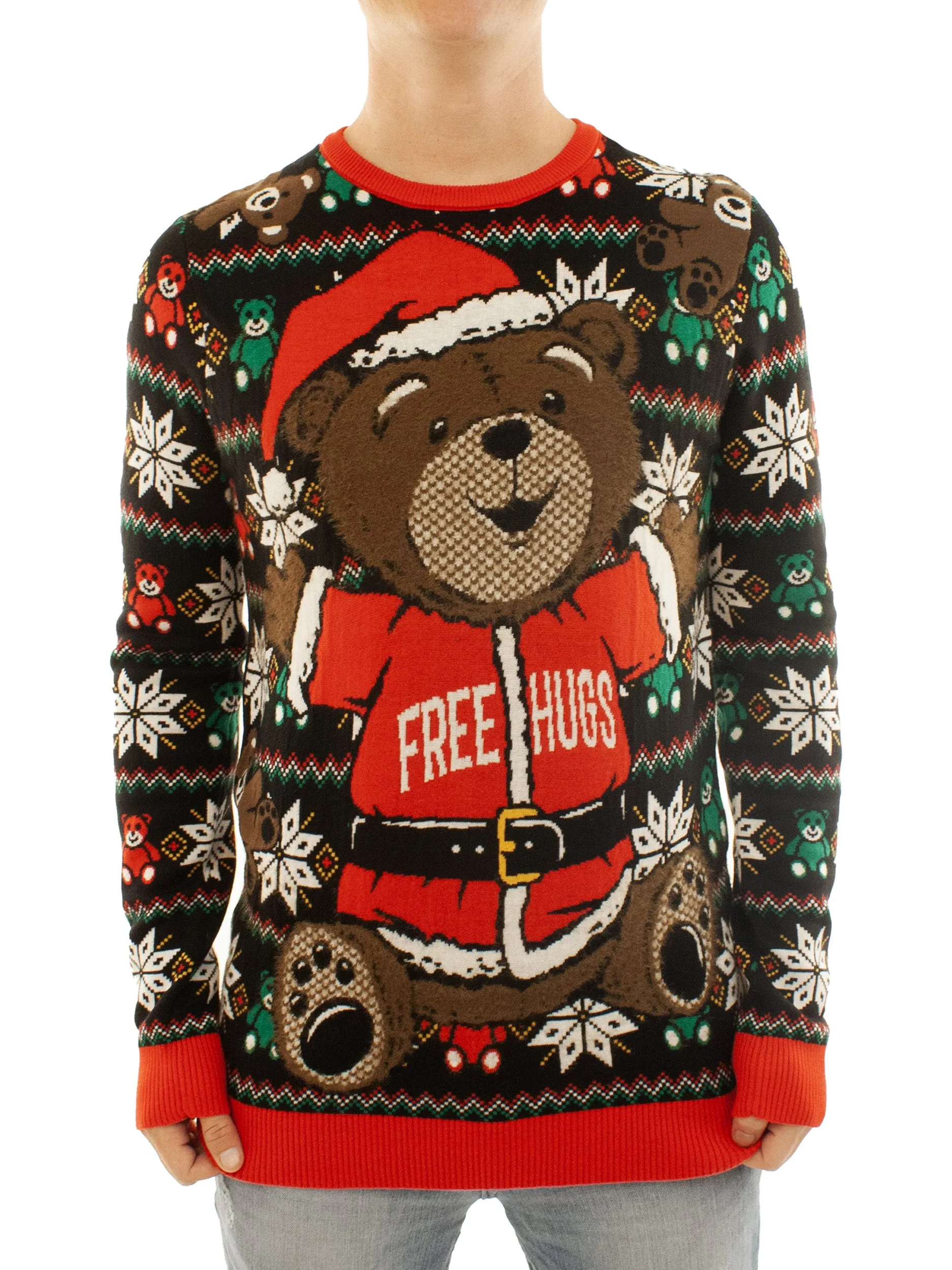 Teddy Bear - Free Hugs | Ugly Christmas Sweater For Men & Women | Unisex Sizing