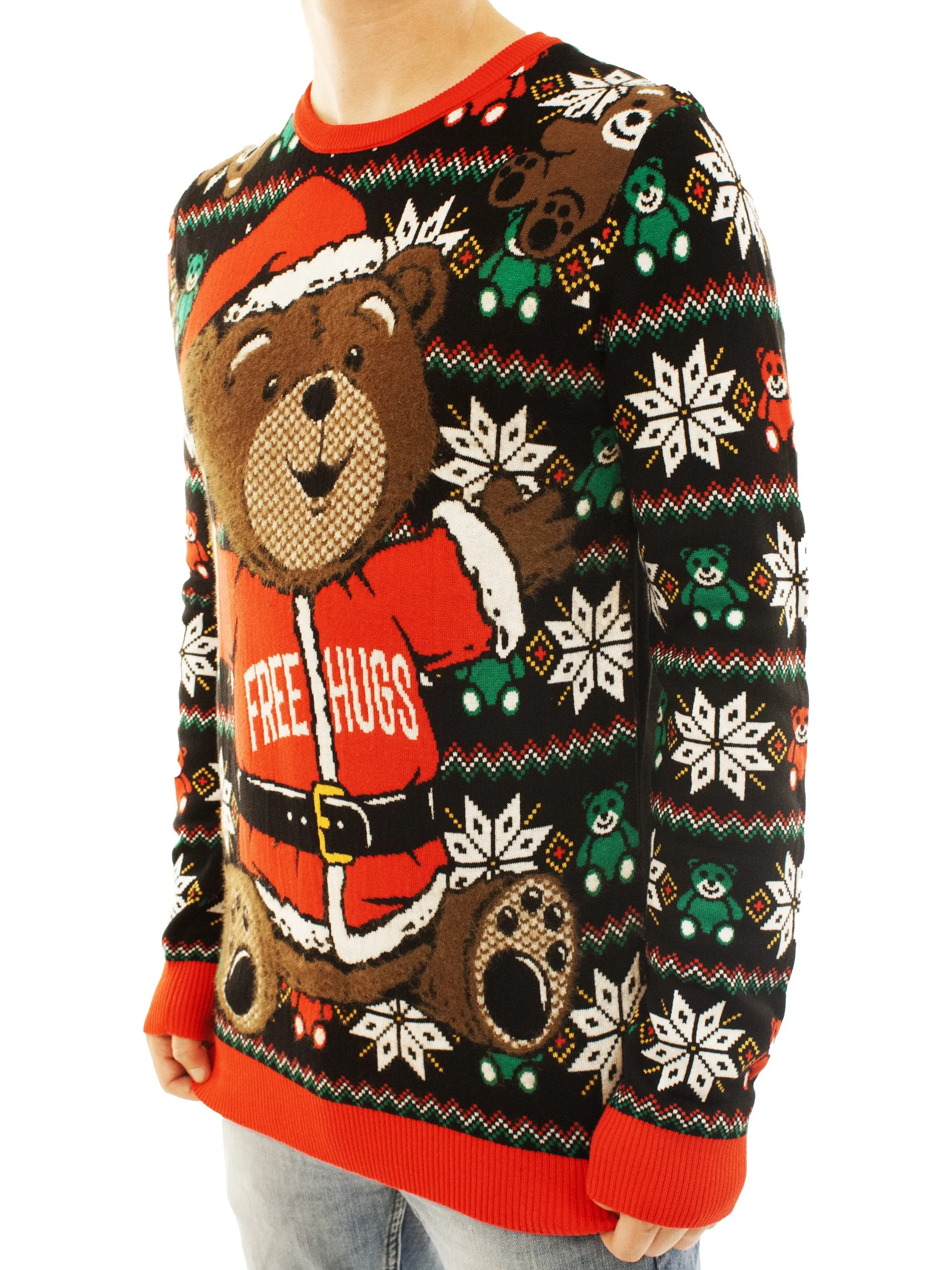 Teddy Bear - Free Hugs | Ugly Christmas Sweater For Men & Women | Unisex Sizing