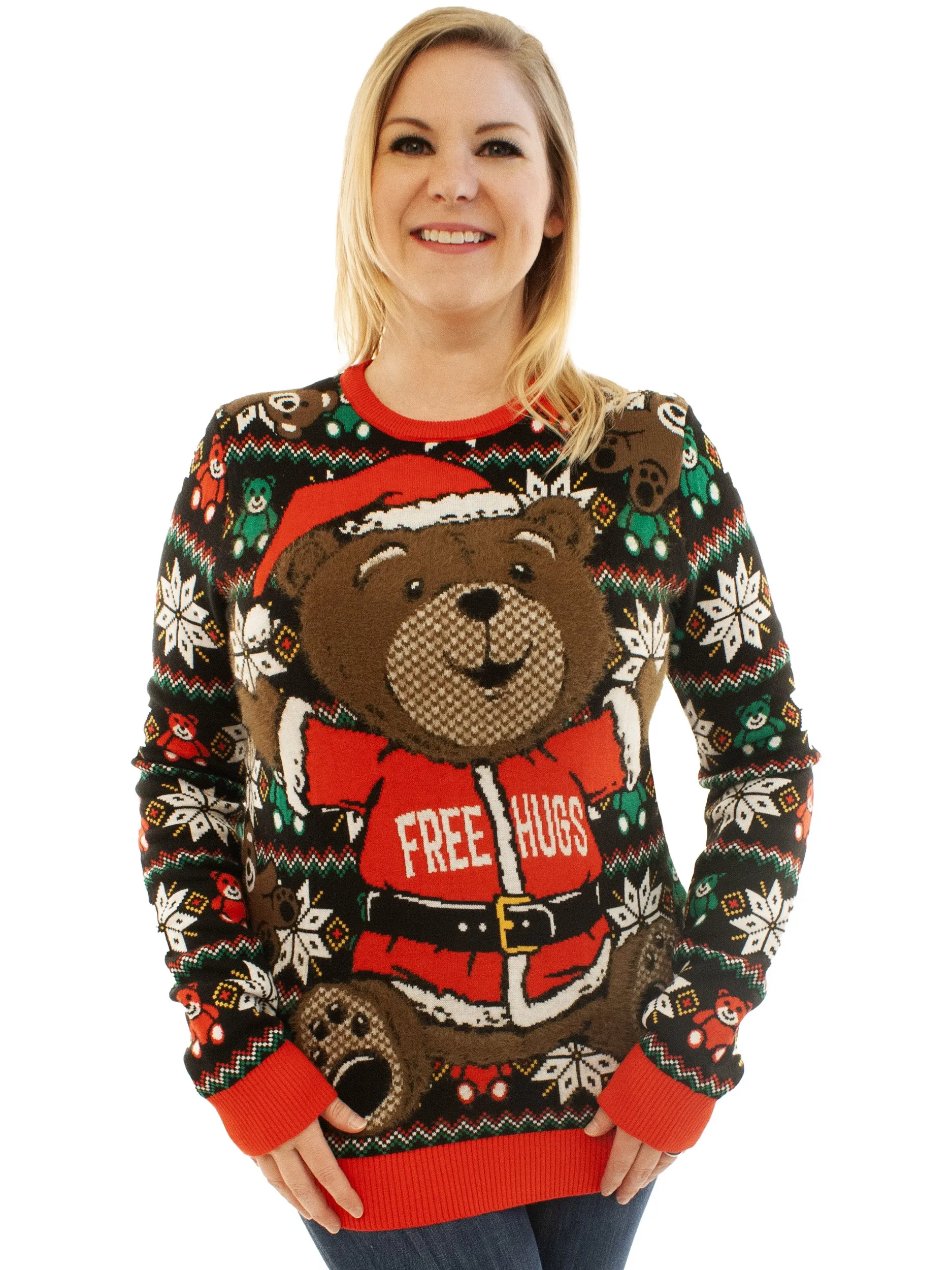 Teddy Bear - Free Hugs | Ugly Christmas Sweater For Men & Women | Unisex Sizing