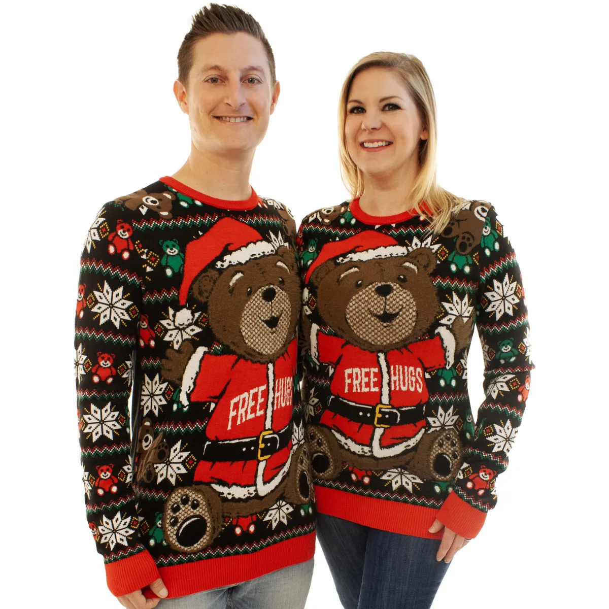 Teddy Bear - Free Hugs | Ugly Christmas Sweater For Men & Women | Unisex Sizing