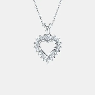 TEEK - Bejeweled Frame 925 Heart Pendant Necklace