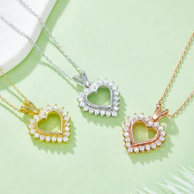 TEEK - Bejeweled Frame 925 Heart Pendant Necklace